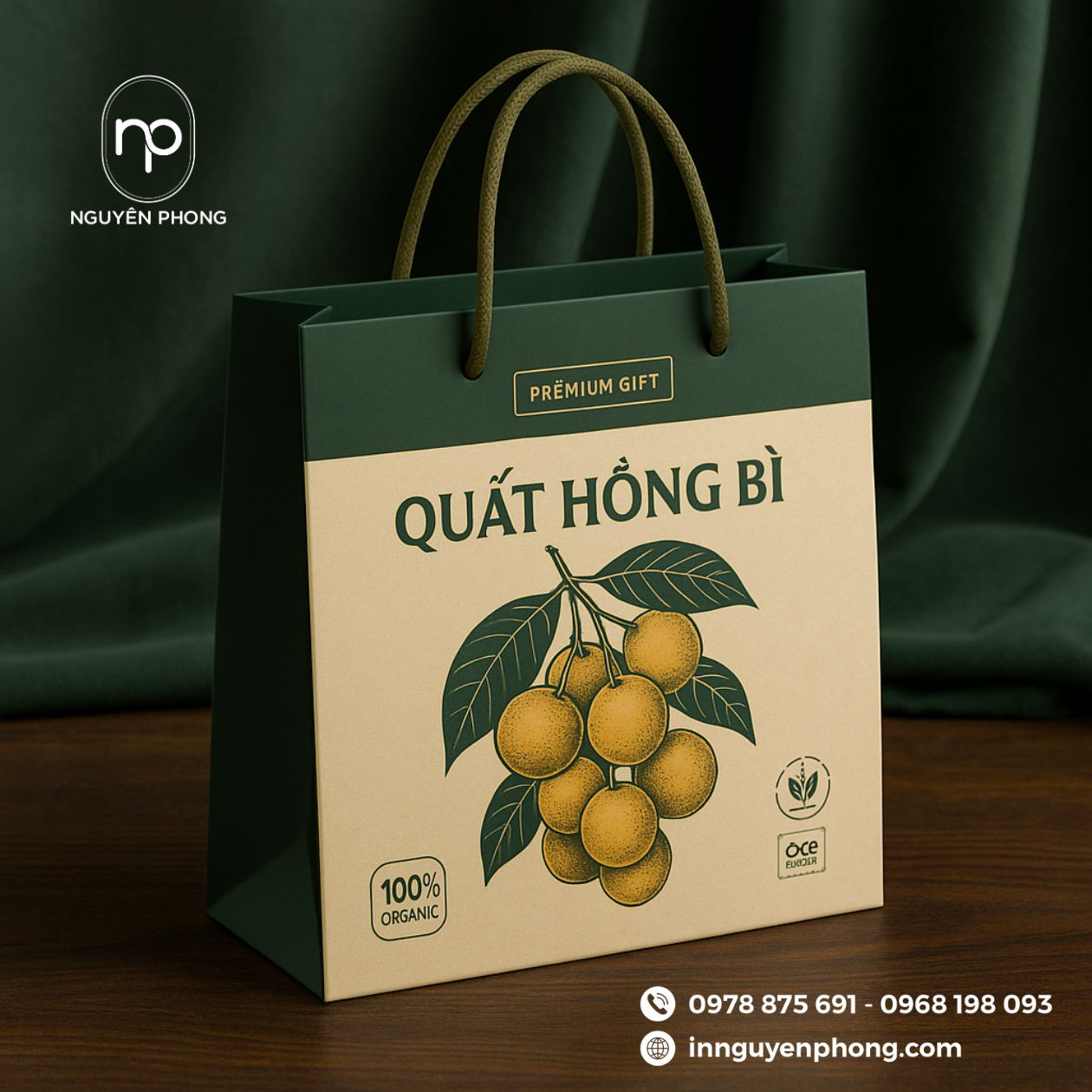 Mẫu túi giấy nông sản đựng quất hồng bì